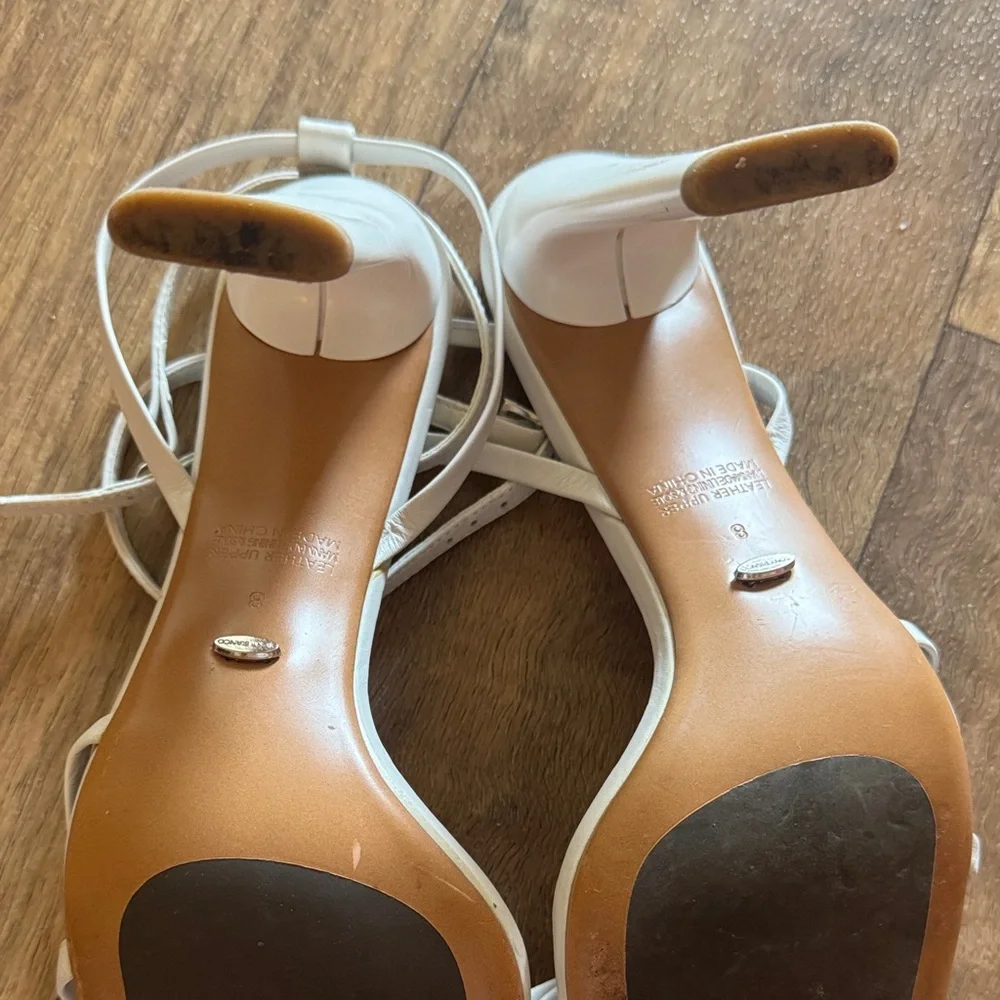 Tony Bianco Cream-White Strappy Square-Toe Ankle Strap Heels - Picture 3 of 3